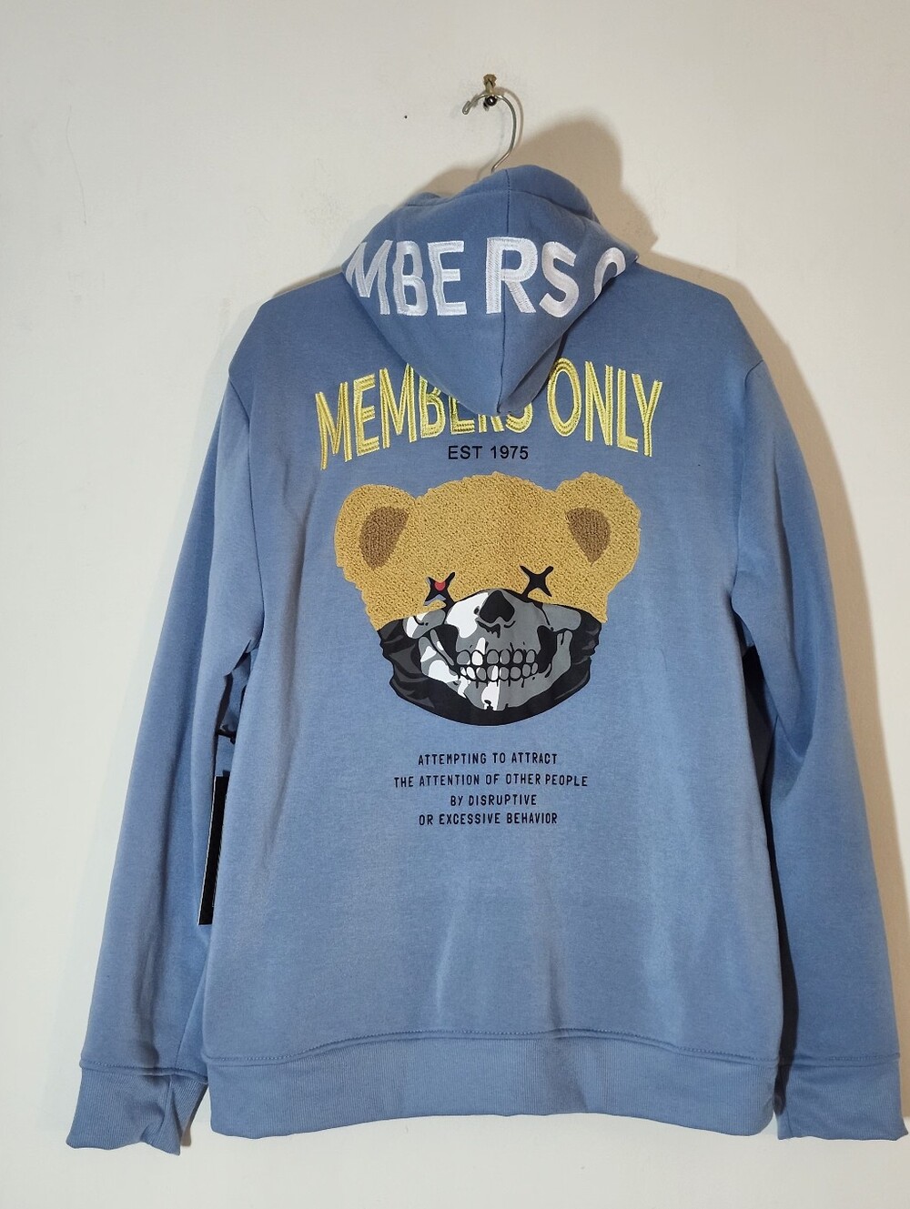 Members Only Embroidered Pullover Hoodie w Kangaroo Pocket Size: XL Color: Blue